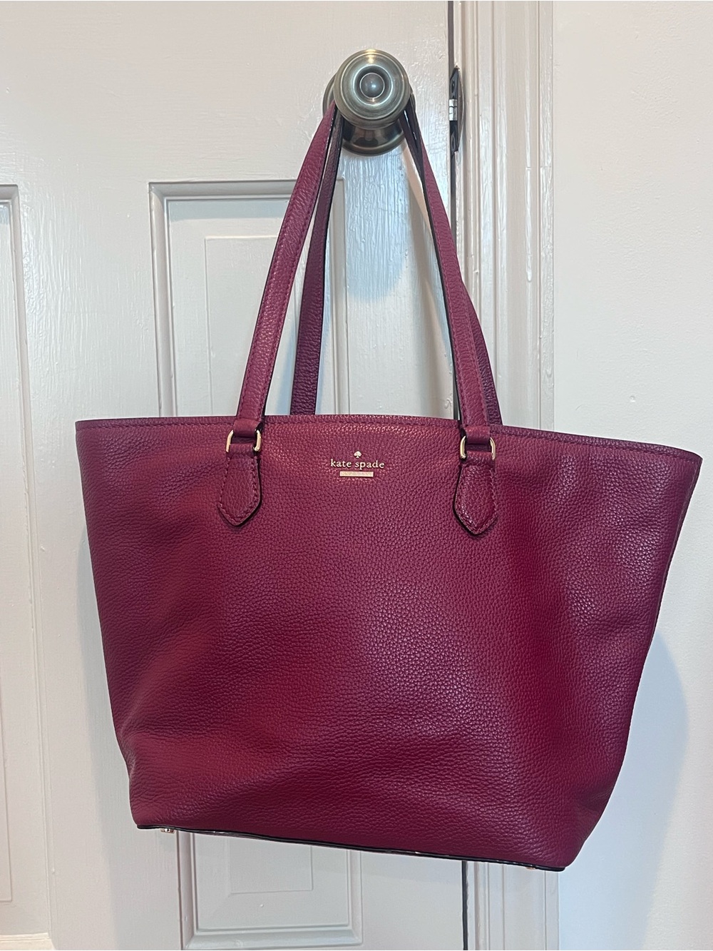 kate spade Pebbled Leather Tote - Berry Plum